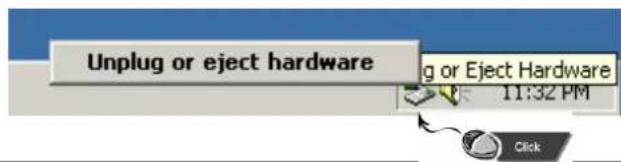 Unplug or eject hardware g or Eject Hardware 11:32 PM Click