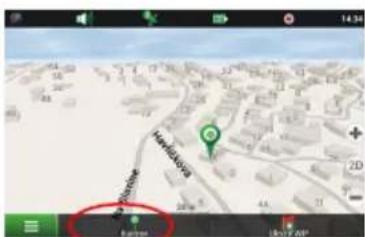 Screenshot of a mobile app interface showing a map with location markers and a highlighted 'Bayer' button.
