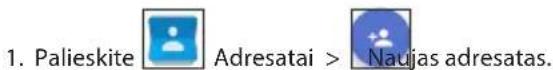 1. Palieskite Adresatai > Naujas adresatas.