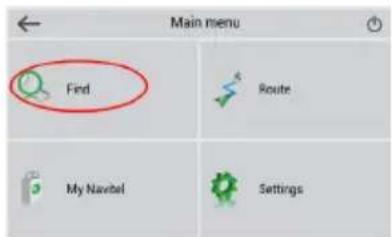 Main menu Find Route My Navel Settings