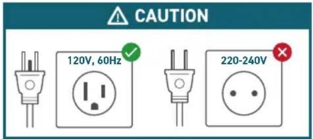 CAUTION 120V, 60Hz 220-240V