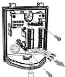 Technical diagram of an electrical control box with labeled components and wiring connections