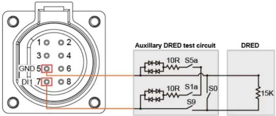 1 2 3 4 GND 5 6 DI1 7 8 Auxiliary DRED test circuit DRED 10R S5a 10R S1a S0 S9 15K