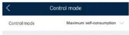 Control mode Control mode Maximum self-consumption