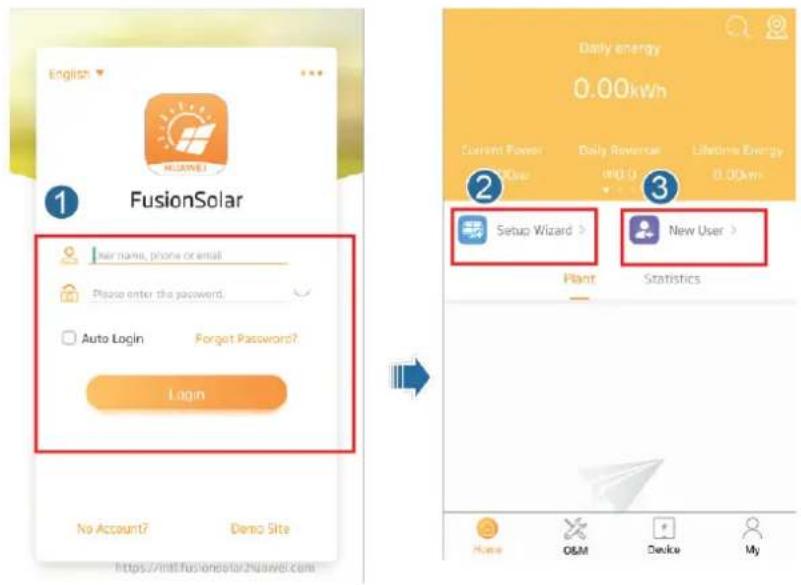 English FusionSolar user name, phone or email Please enter the password. Auto Login Forgot Password? Login No Account? Demo Site Daily energy 0.00kWh Current Power Daily Revenue Lifetime Energy 0.00kWh Setup Wizard > New User > Plant Statistics Home O&M Device My