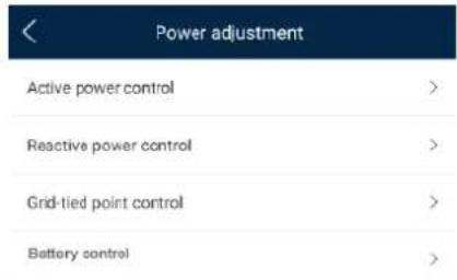 Power adjustment Active power control > Reactive power control > Grid-tied point control > Battery control >