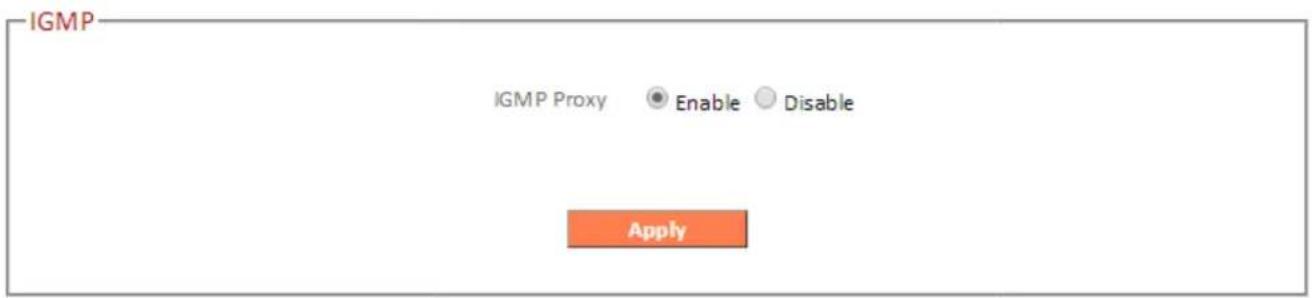 IGMP IGMP Proxy Enable Disable Apply