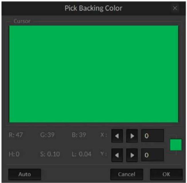 Pick Backing Color Cursor R: 47 G:39 B: 39 X : ▶ ▶ 0 H:0 S: 0.10 L: 0.04 Y : ▶ ▶ 0 Auto Cancel OK