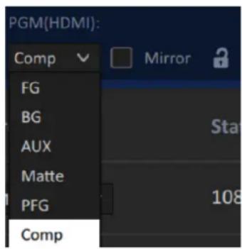 PGM(HDMI): Comp FG BG AUX Matte PFG Comp Mirror Sta 108