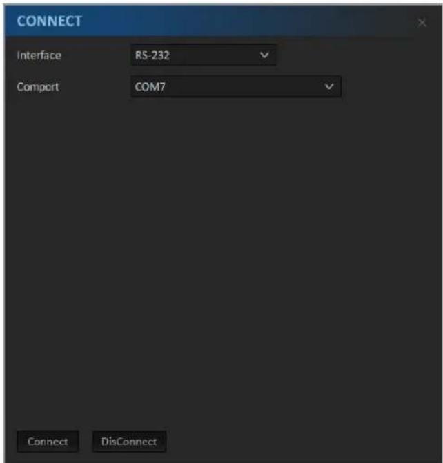 CONNECT Interface RS-232 Comport COM7 Connect DisConnect