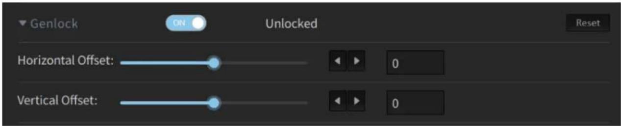 Genlock ON Unlocked Reset Horizontal Offset: 0 Vertical Offset: