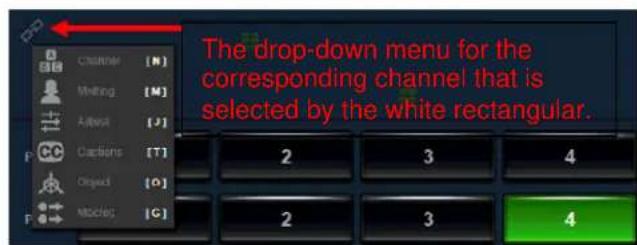 The drop-down menu for the corresponding channel that is selected by the white rectangular. 2 3 4 2 3 4