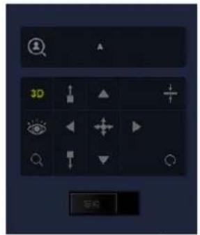 User interface panel with 3D navigation icons and control buttons