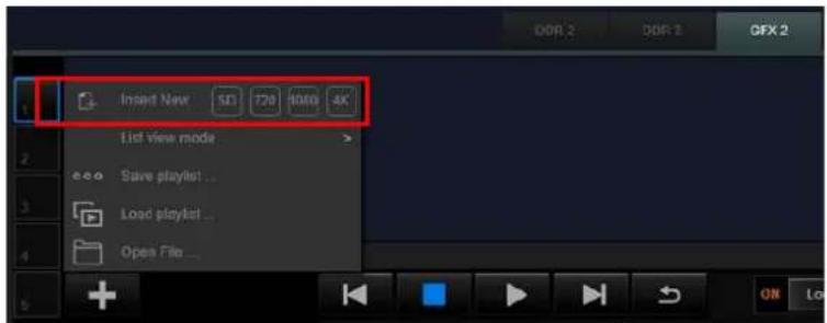 Insert New 5D 720 1000 4K List view mode Save playlist... Load playlist... Open File...