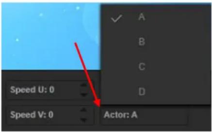 Speed U: 0 Speed V: 0 ✓ A B C D Actor: A