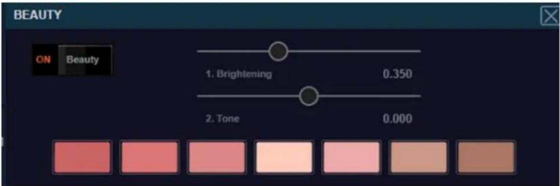 BEAUTY ON Beauty 1. Brightening 0.350 2. Tone 0.000