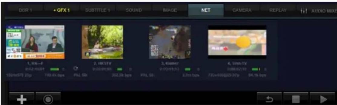 DDR 1 + GFX 1 SUBTITLE 1 SOUND IMAGE NET CAMERA REPLAY AUDIO MIXES 1, 10K—F 8:52:46:09 100Hzx57P 25p 749.43 bps 2, HKSTV 9:00:09:38 262.5k bps 3, Camer 9:00:09:10 2.0m bps 4, 5mm-TV 9:00:15:10 720x400@26.97p $4.1k bps