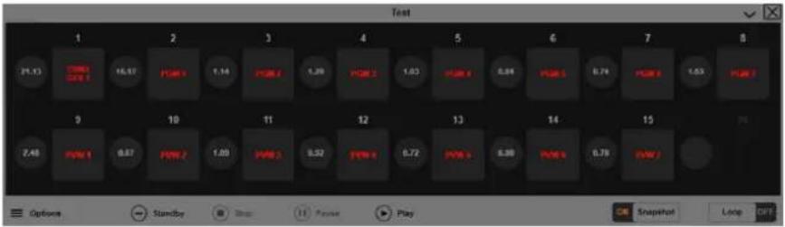 Test 1 2 3 4 5 6 7 8 21.13 TOMO 201 16.57 PUM 1 1.14 PUM 2 1.39 PUM 3 1.63 PUM 4 0.84 PUM 5 0.74 PUM 6 1.63 PUM 7 9 10 11 12 13 14 15 2.48 PUM 1 0.87 PUM 2 1.09 PUM 3 0.52 PUM 4 0.72 PUM 5 0.99 PUM 6 0.79 PUM 7 Options Standby Drop Play Print Play Go Snapshot Loop OFF