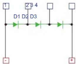1 2 B 4 D1 D2 D3 - +