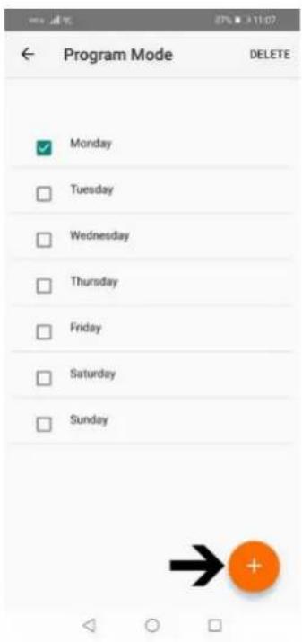Program Mode DELETE Monday Tuesday Wednesday Thursday Friday Saturday Sunday
