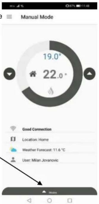 Manual Mode 19.0° 22.0° Good Connection Location: Home Weather Forecast: 11.6 °C User: Milan Jovanovic