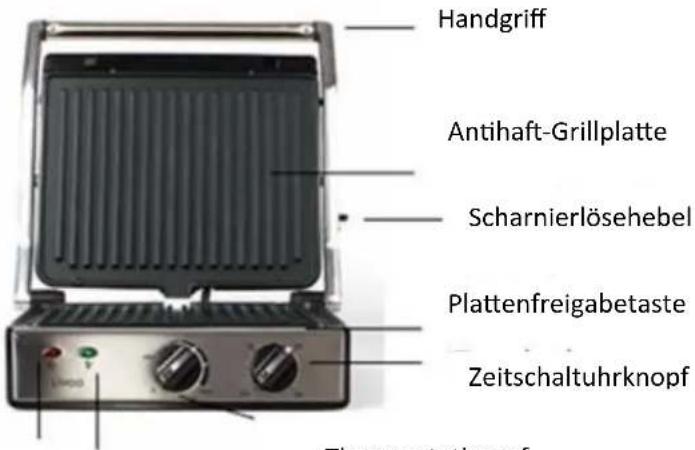 Handgriff Antihaft-Grillplatte Scharnierlösehebel Plattenfreigabetaste Zeitschaltuhrknopf