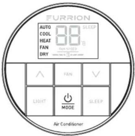 FURRION AUTO 88 SLEEP COOL HEAT FAN DRY FAN SPEED A FAN V LIGHT MODE SLEEP Air Conditioner