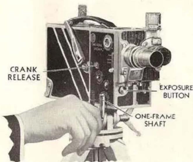 CRANK RELEASE EXPOSURE BUTTON ONE-FRAME SHAFT