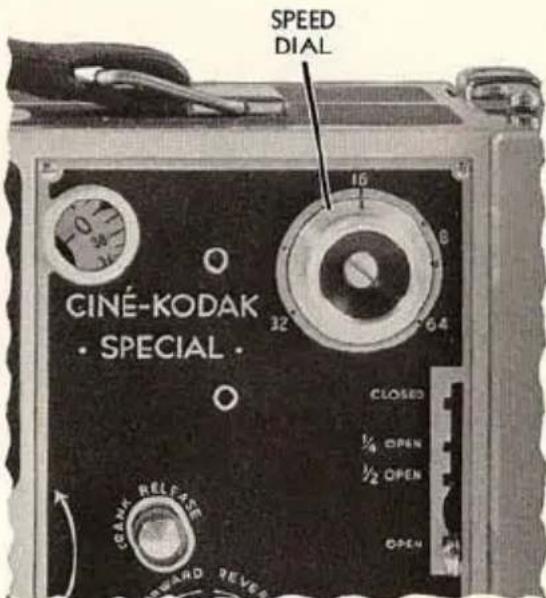 SPEED DIAL CINE-KODAK • SPECIAL • 16 32 64 CLOSED ½ OPEN ½ OPEN OPEN CANE RELEASE REWARD REVE
