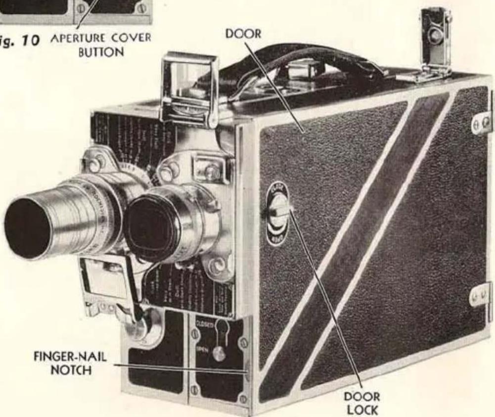 Fig. 10 APERTURE COVER BUTTON DOOR FINGER-NAIL NOTCH CLOSED OPEN DOOR LOCK