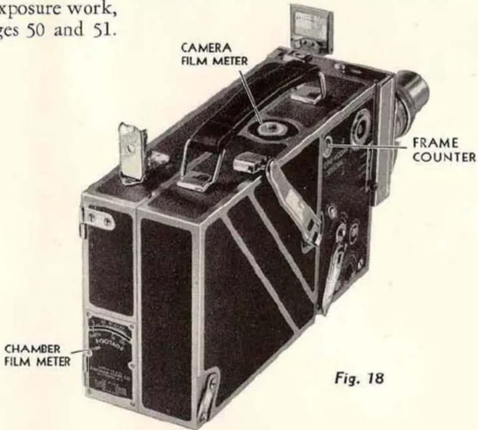 exposure work, ges 50 and 51. CAMERA FILM METER FRAME COUNTER CHAMBER FILM METER Fig. 18