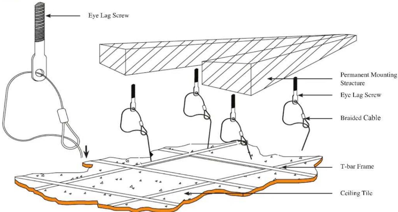Eye Lag Screw Permanent Mounting Structure Eye Lag Screw Braided Cable T-bar Frame Ceiling Tile