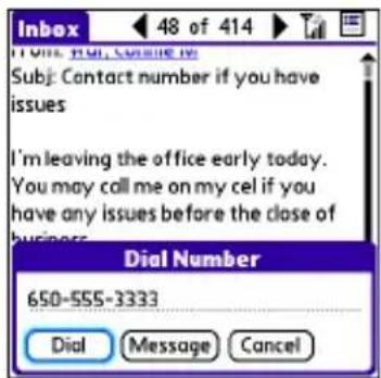 Inbox 48 of 414 Subj: Contact number if you have issues I'm leaving the office early today. You may call me on my cel if you have any issues before the close of business. Dial Number 650-555-3333 Dial Message Cancel