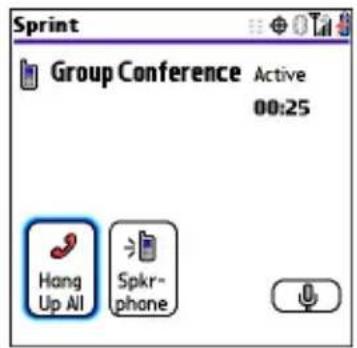 Sprint Group Conference Active 00:25 Hang Up All Spkr- phone