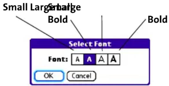 Small Large Large Bold Select Font Font: A A A A OK Cancel