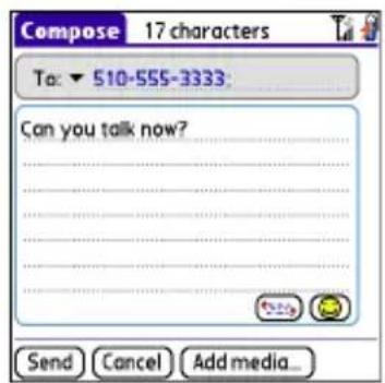 Compose 17 characters To: ▼ 510-555-3333: Can you talk now? Send Cancel Add media...