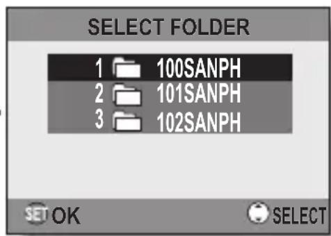 SELECT FOLDER 1 100SANPH 2 101SANPH 3 102SANPH SET OK SELECT