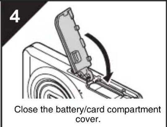 4 Close the battery/card compartment cover.