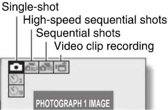 Single-shot High-speed sequential shots Sequential shots Video clip recording PHOTOGRAPH 1 IMAGE
