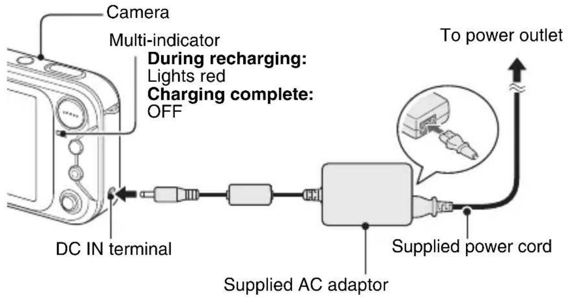 SANYO Xacti VPC-E60EX - Use the supplied AC adaptor to charge the battery pack. - 1