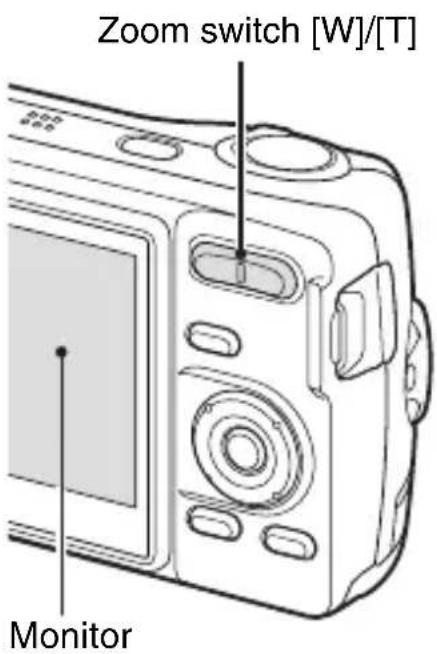 Zoom switch [W]/[T] Monitor