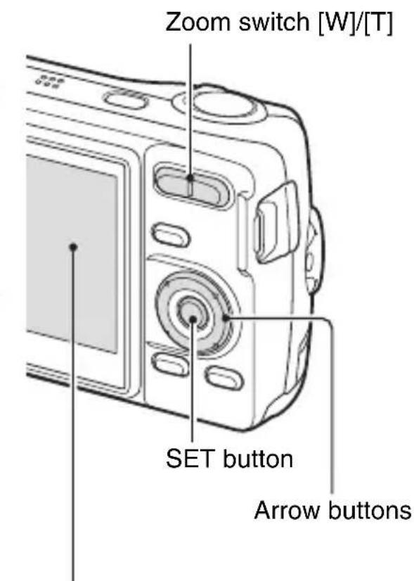 Zoom switch [W]/[T] SET button Arrow buttons
