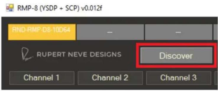 RMP-8 (YSDP + SCP) v0.012f RND-RMP-D8-10D64 -- -- RUPERT NEVE DESIGNS Discover Channel 1 Channel 2 Channel 3