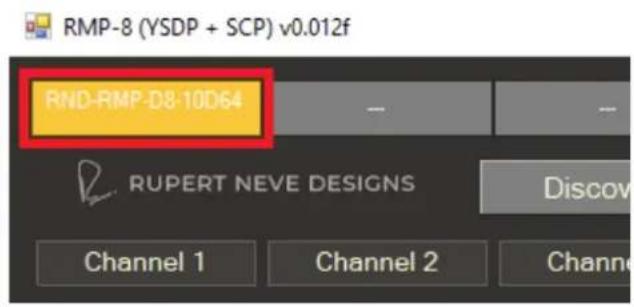 RMP-8 (YSDP + SCP) v0.012f RND-RMP-D8-10D64 -- -- RUPERT NEVE DESIGNS Discov Channel 1 Channel 2 Channel