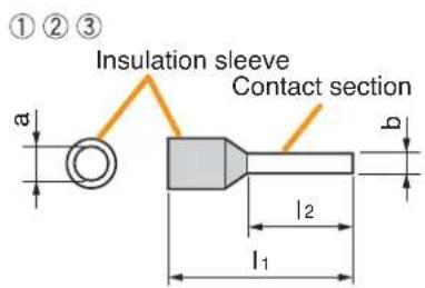①②③ Insulation sleeve Contact section a b l2 l1