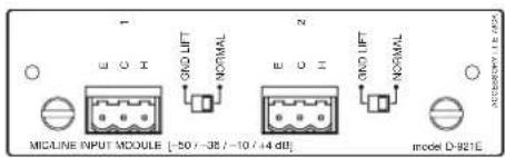 MIDLINE INPUT MODULE [50 / 38 / -10 / +4 dB] model D-921E