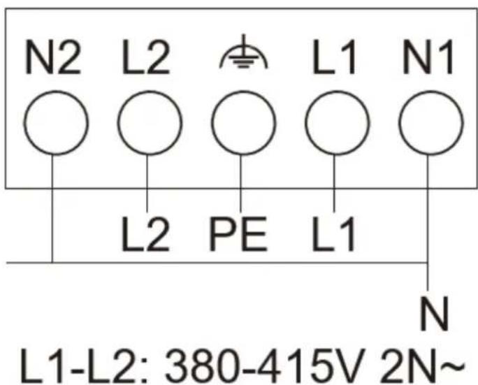 N2 L2 L1 N1 L2 PE L1 N L1-L2: 380-415V 2N~