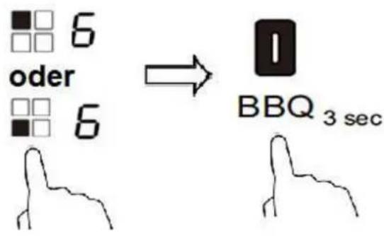 ■□ 6 □□ □ oder □□ 6 → 0 BBQ 3 sec