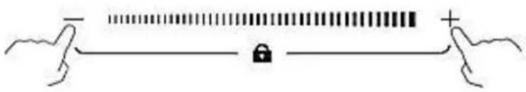 Diagram showing a hand holding a bar with tick marks and a lock, connected by a horizontal line to a plus sign.
