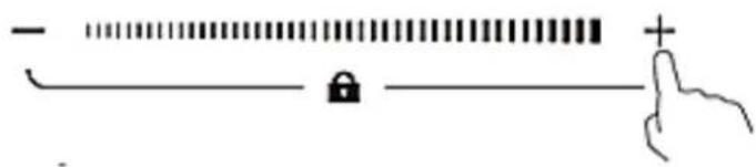 Diagram showing a hand interacting with a padlock and a horizontal bar, likely illustrating a basic arithmetic or logic concept.